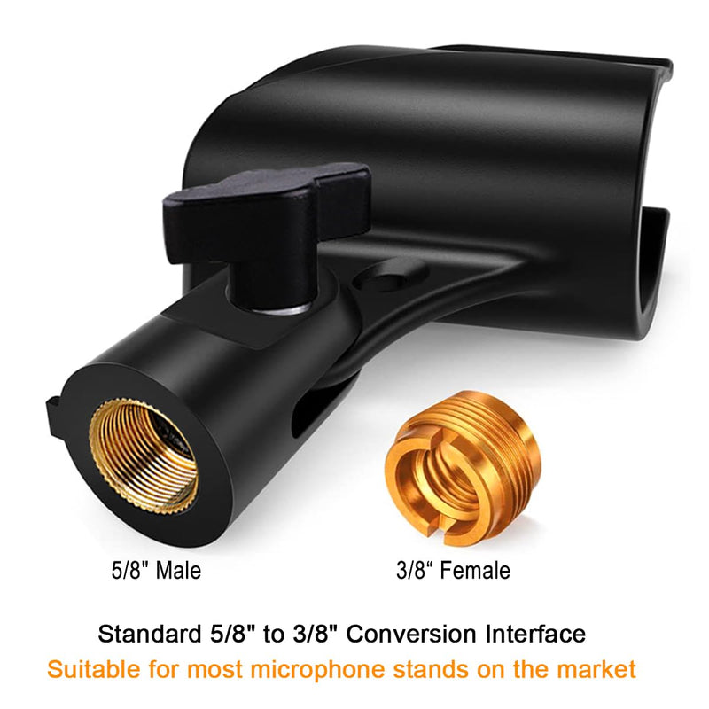 2 Pcs Universal Microphone Clip, Adjustable Mic Clip Holder for Mic Stand, Come with 5/8" Male to 3/8" Female Screw Adapter