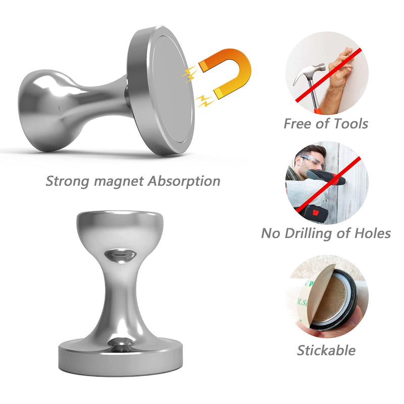 MHDMAG Coat Magnetic Hooks Heavy Duty Magnet Hanger, Magnet Hooks with Rare Earth Neodymium for Home, Office, Workplace or Traveling(D36 Sliver-4) medium package 4pcs Silver