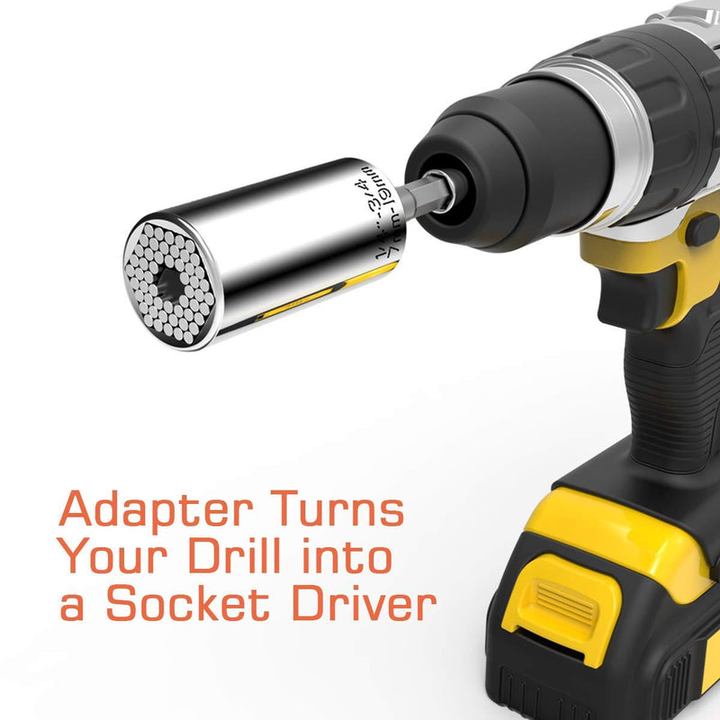 Universal Socket, Self-adjusting Socket Fits Standard 1/4'' - 3/4'' Metric 7mm-19mm, Adapter Socket for Wrench Ratchet & Power Drill, Tools Gifts for Men Him Husband Dad Father DIY Handyman Women S Standard 1/4'' - 3/4'', Metric 7mm-19mm