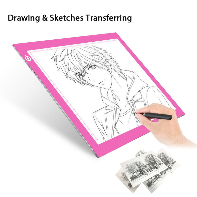 Light Pad Drawing A4 Tracing Light Table NXENTC LED Copy Board Ultra-Thin Display Pad Brightness Adjustable Stencil Artist Art Tracing Tatto Table Pink 01-A4 pink