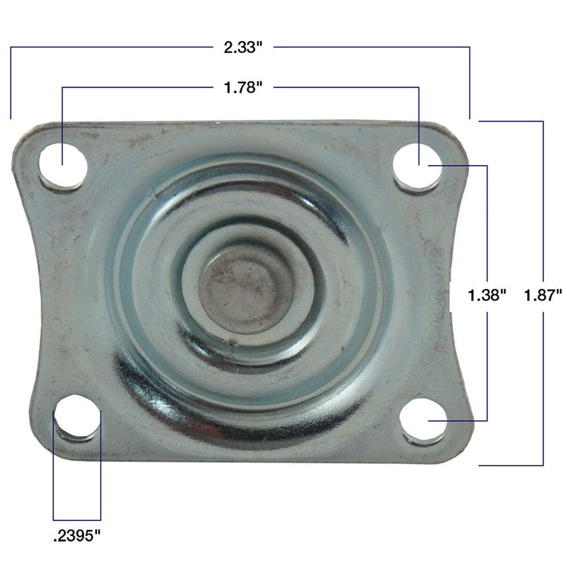 TPR Rubber Caster Wheel with Swiveling Top Plate - 2-Inch - 90 lb. Load Capacity - Non-Marking for Use in Hospitals, Food Service, & Other Institutional Applications 2 Inch Swivel Plate