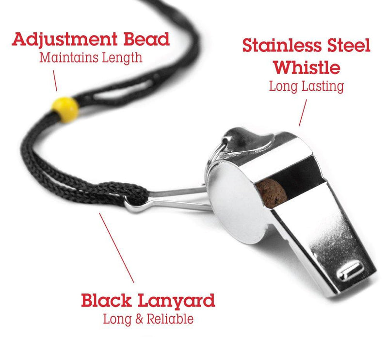 Crown Sporting Goods SCOA-001 Stainless Steel Whistle with Lanyard â€“ Great for Coaches, Referees, and Officials by