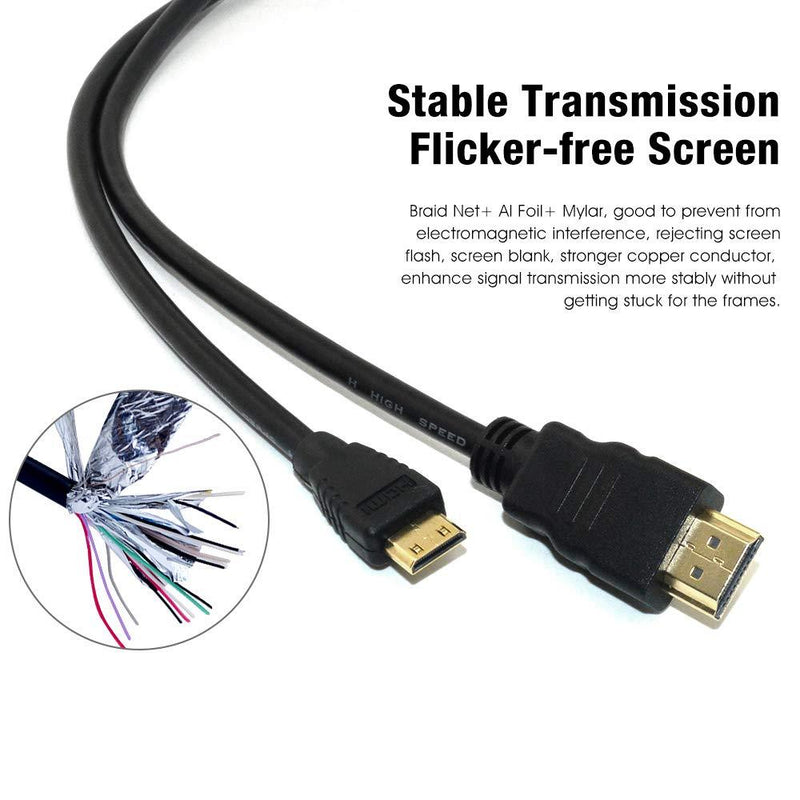 CBUS 10ft HDMI to Mini HDMI Cable for Nikon D3500, D7500, D850, D500, Canon EOS R, EOS RP, EOS 5D Mark IV, EOS 6D Mark II, 77D, 80D, Rebel SL3, SL2, T7, T7i, T6, VIXIA HF G50, HF G40, HF G21, XF405 10 Feet