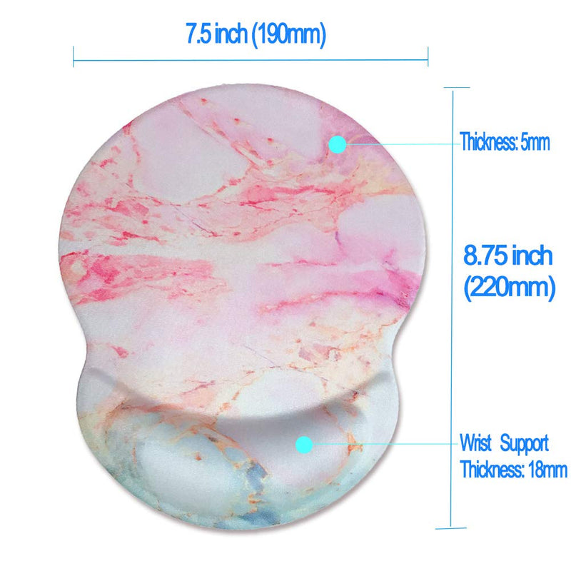 Nakapa Wrist Support Mouse Pad Anti Slip Rubber Wrist Rest Mousepads 8.75in X7.5in Small Desktop Notebook Mouse Mat for Working and Gaming(Purple Pink Marble-Wrist) Purple Pink Marble-wrist