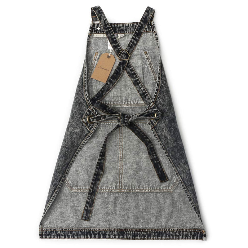 Jeanerlor - Denim Apron with Pockets for Hair Stylist Gardening Craftsmen Barista Women Hairdresser Jean Work Apron Cross Straps & Adjustable S to L ( Black ) Medium