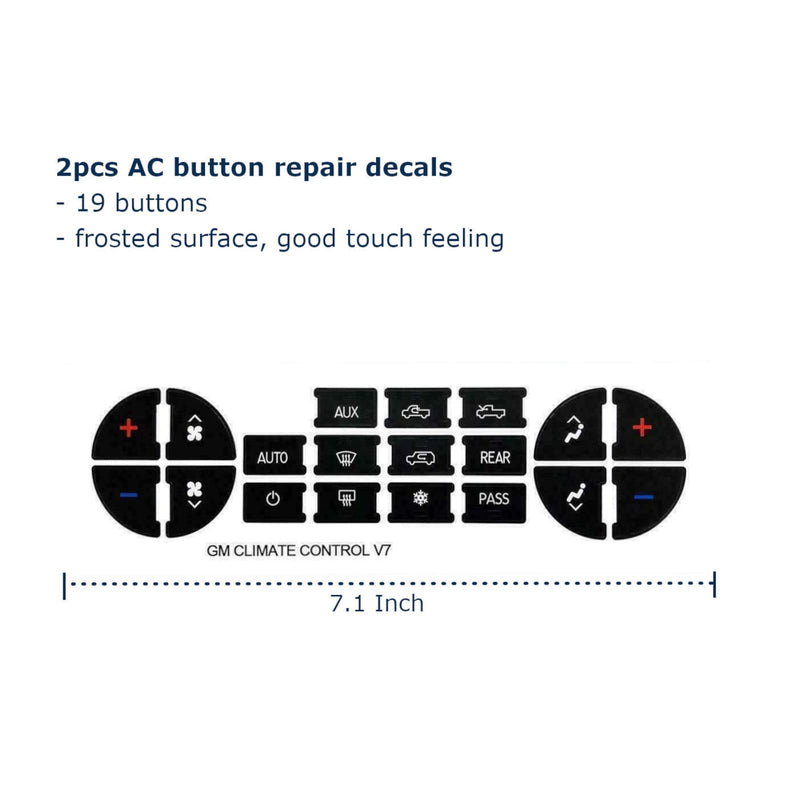 Ombialo AC Dash Button Repair Kit, Stickers Decals Compatible with GM Vehicles, GMC Chevrolet Tahoe Yukon Acadia Sierra 2006-2014, 2Pcs 2 AC19