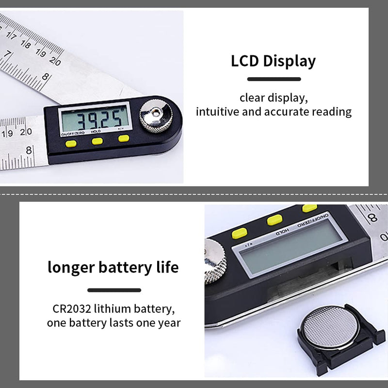 Newaner protractor digital angle ruler with LCD display, stainless steel angle measurement, angle display for woodwork, home work, craftsmen, 360° angle measurement, hold function