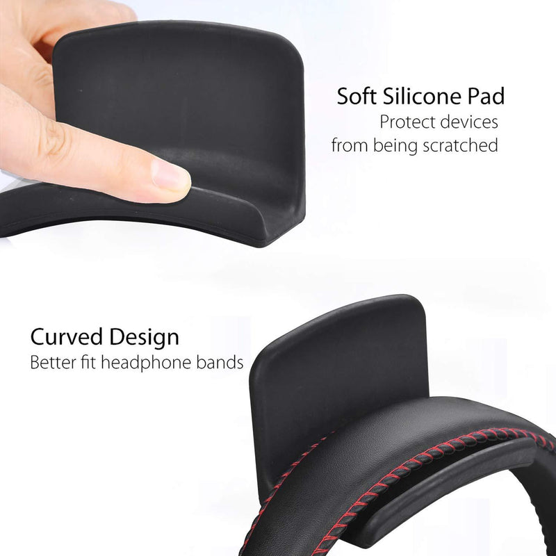 Neetto Headphone Hanger Holder Wall Mount, Headset Hook Under Desk, Universal Adhesive Stand for Sennheiser, Sony, Bose, Beats, AKG, Audio-Technica, Gaming Headphones, Earphones, Cables - HS907 Black