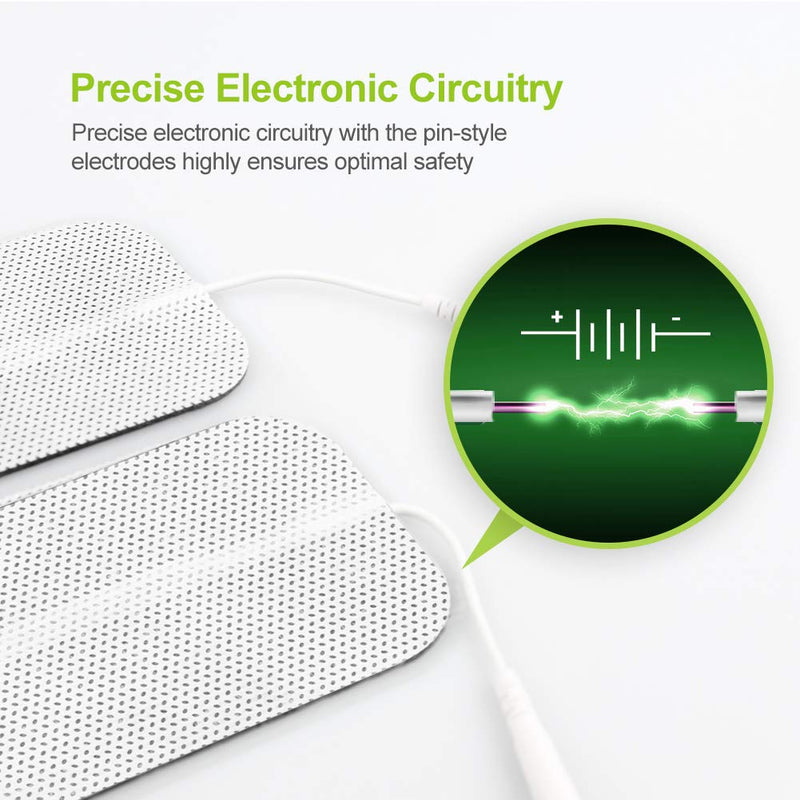 AUVON TENS Unit Pads 2"X4" 8 Pcs, 3rd Gen Latex-Free Rectangular Replacement Pads Electrode Patches with Upgraded Self-Stick Performance for Electrotherapy A-white