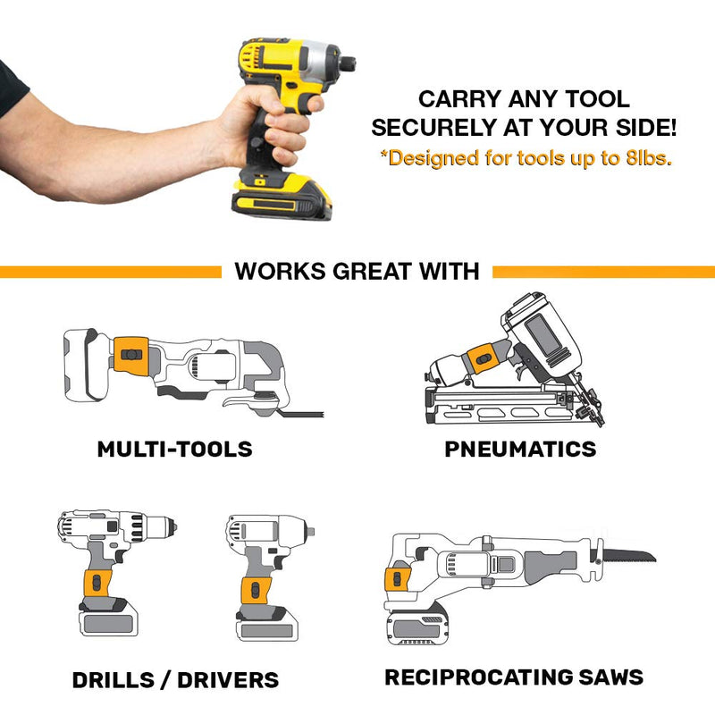 Spider Tool Holster - Expansion Set - Elastic Tool Grip + 2 Adhesive Tool Tabs for Carrying a Power Drill, Driver, Multi Tool, Tape Measure, Hammer, Pneumatic and More from a Spider Tool Holster!
