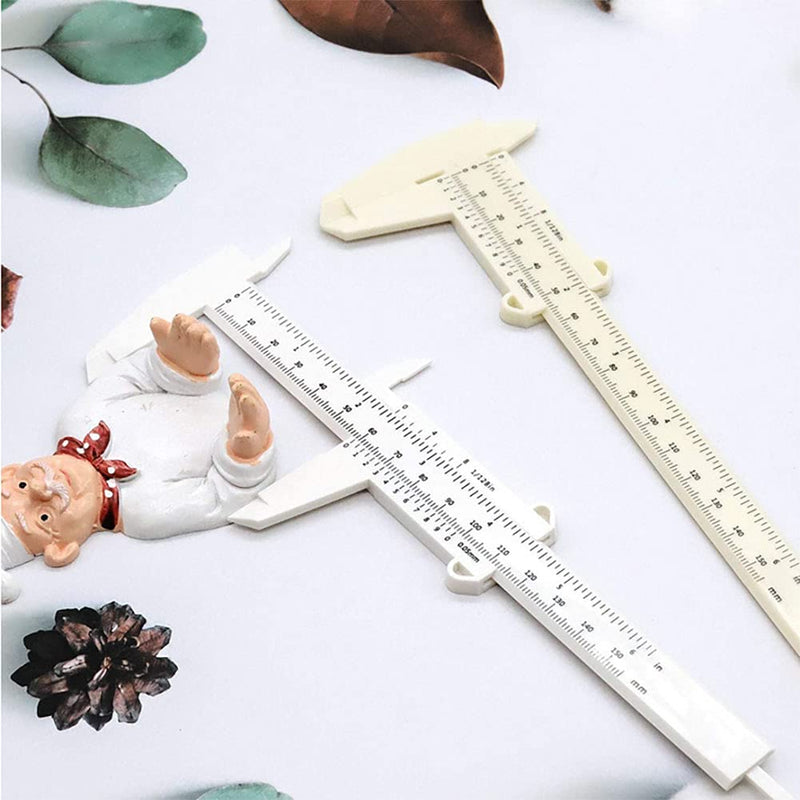 6Inch 150mm Mini Caliper Double Scale Plastic Vernier Caliper, Caliper Measuring Tool, for Carpentry, Student, Jewelry Measuring, etc. (White and Blue)