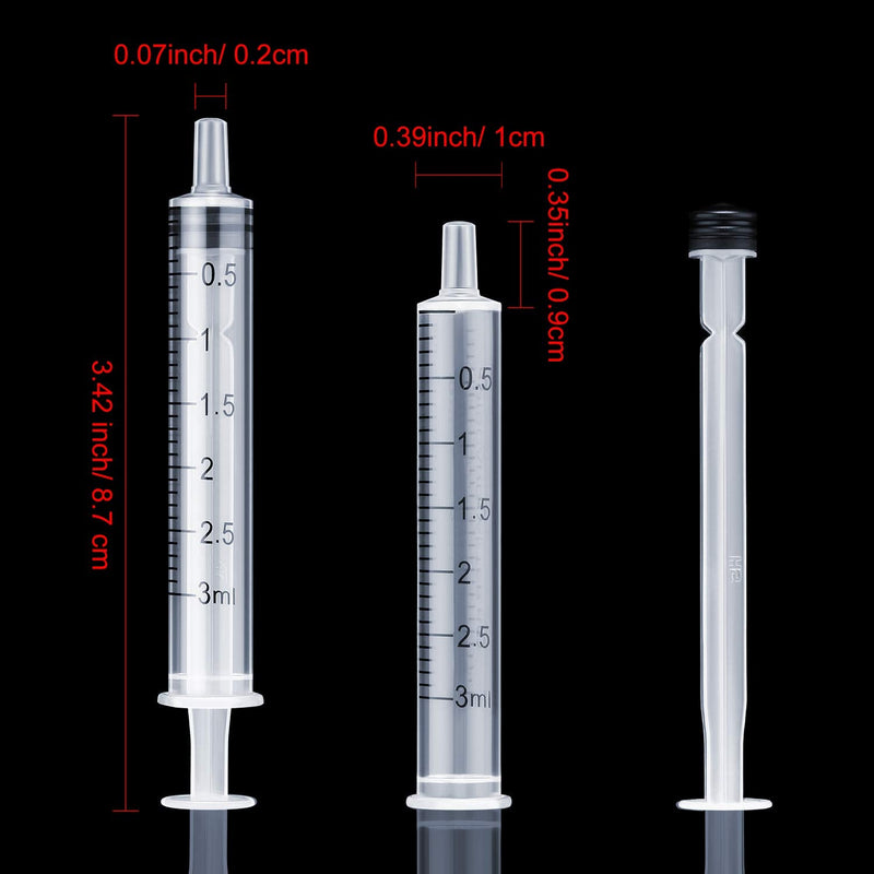 20 Packs Plastic Syringe with Measurement, Suitable for Measuring, Watering, Refilling(3 ml) 3 ml