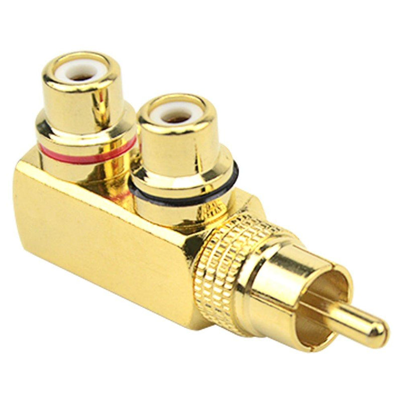 WMYCONGCONG 2 PCS RCA Splitter Adapter RCA Male to 2 RCA Female Right Angle Splitter Plug Connector