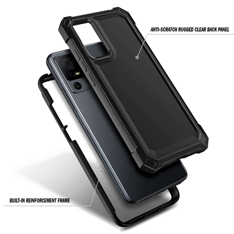 NZND Case for TCL 40 XL with [Built-in Screen Protector], Full-Body Protective Shockproof Rugged Bumper Cover, Impact Resist Durable Phone Case (Black) Black