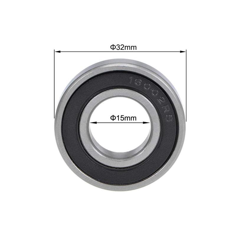 uxcell 16002-2RS Deep Groove Ball Bearings 15mm Inner Dia 32mm OD 8mm Bore Double Sealed Chrome Steel Z2 5pcs 5