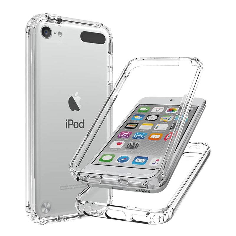 COTDINFOR Cover for iPod Touch 7 Case Clear Crystal Non Yellowing Heavy Duty Soft TPU Dual Layer Bumper Rugged Full-Body Protective Shockproof Clear Case for iPod Touch 7 / Touch 6 / Touch 5 Clear