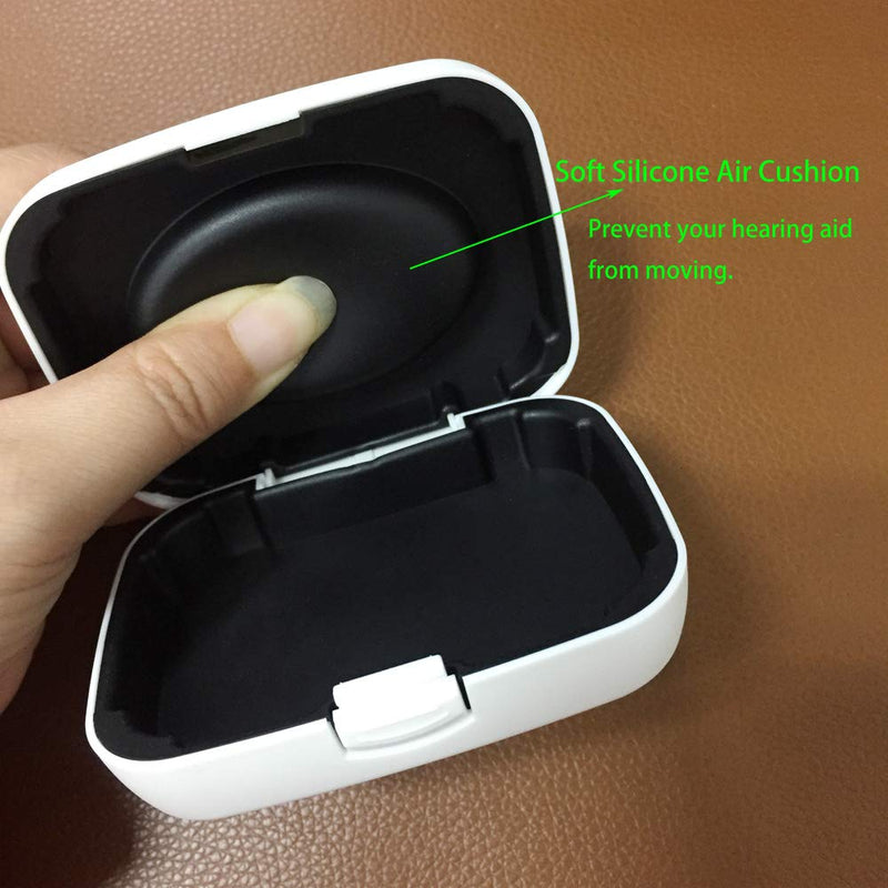 Hearing Aid Case Hard - Portable Protective Storage Case for BTE CIC IIC ITE (White)