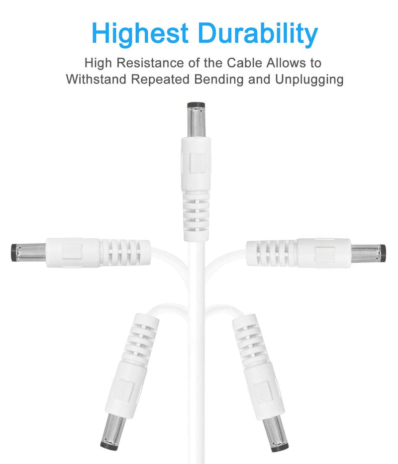 SIOCEN【2-Pack】DC Power Extension Cable 13ft 5.5mm x 2.1mm 12V DC Security Camera Extension Cord Male to Female for CCTV Indoor,Standalone LED Strip,DC Power Supply Adapter Extender Cable