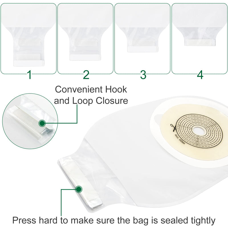 KONWEDA 20 PCS Ostomy Bags, One Piece Drainable Colostomy Pouch for Ileostomy Stoma Care, Cut-to-Fit 20PCS/Bag