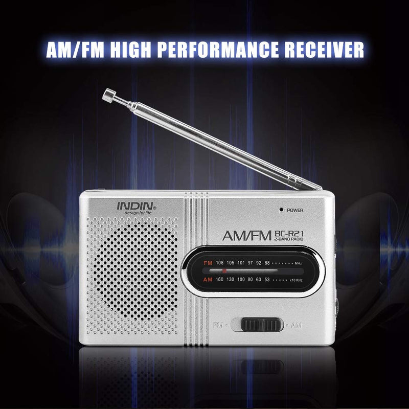 Portable Pocket AM/FM Radio Receiver, Built-in Speaker and Standard Earphones Jack, World Universal FM 88-108MHz AM 530-1600 KHz Music Player with Telescopic Antenna