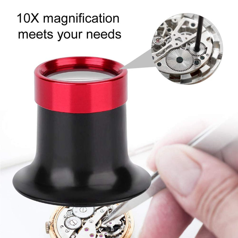 Salmue 10X Magnifier, Aluminum Alloy Eye Magnifier Loupe Repair Watch Magnifying Glass Loupe Lens Small Lightweight Magnifying Glass Magnifier