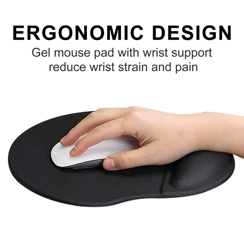 Petis Mouse Pad with Wrist Support, Ergonomic Mouse Pad with Wrist Rest, Gel Mouse Pad with Wrist Support, Wrist Pain Relief Mouse Pad for Computer/Laptop/Game, Black