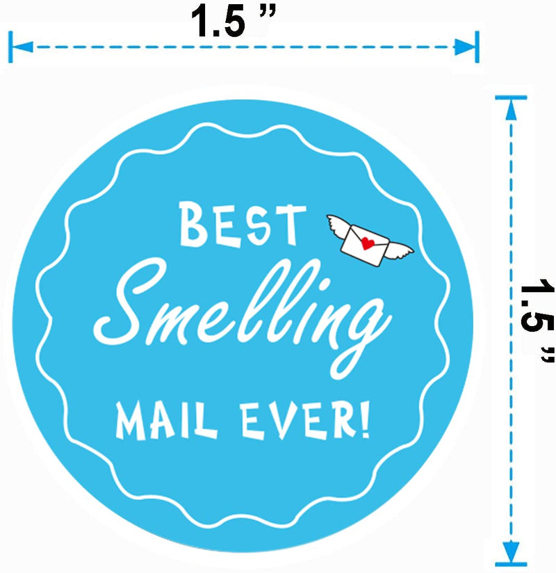 Best Smelling Mail Ever Sticker 1.5 Inch Happy Mail Appreciation Labels - 500Pcs Happy Mail Sickers for Envelopes,Small Business,Supplies Boutique Supplies and Shipping Package (Blue, 1.5 Inch) Blue