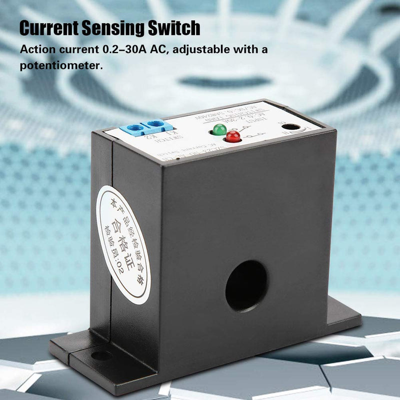 Heayzoki Normally Open Current Sensing Switch Adjustable AC 0.2-30A SZC23-NO-AL-CH,Current Sensing Relay Switch,Self-Powered, No External Power Supply Required.