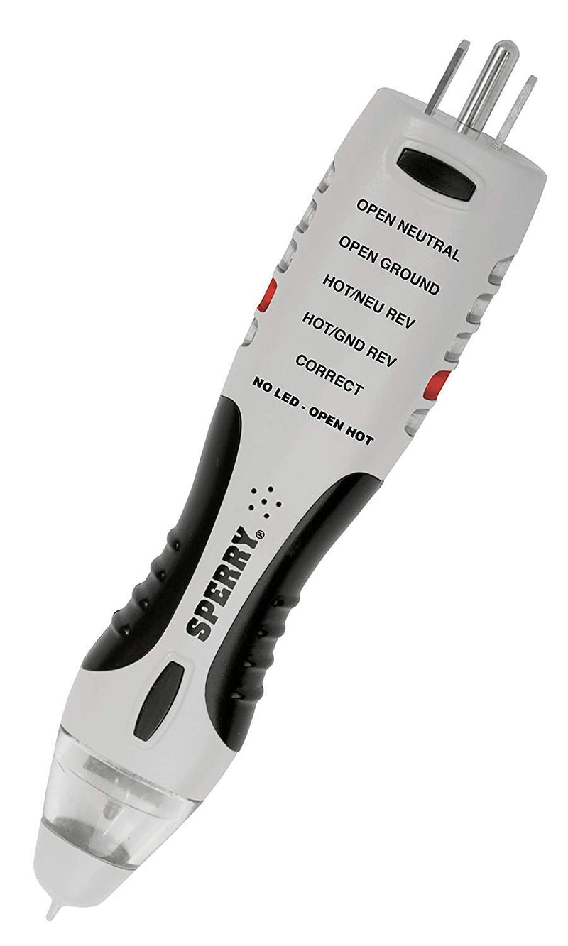 Sperry Instruments VD7504GFI DualCheck 2-in-1 Non-Contact Voltage Detector + GFCI Outlet Circuit Analyzer, 360° Visual & Audible Indicators, 50-1000V AC, 250 lb. Crush Rating Non-Contact Volt Tester & GFCI Tester Combo