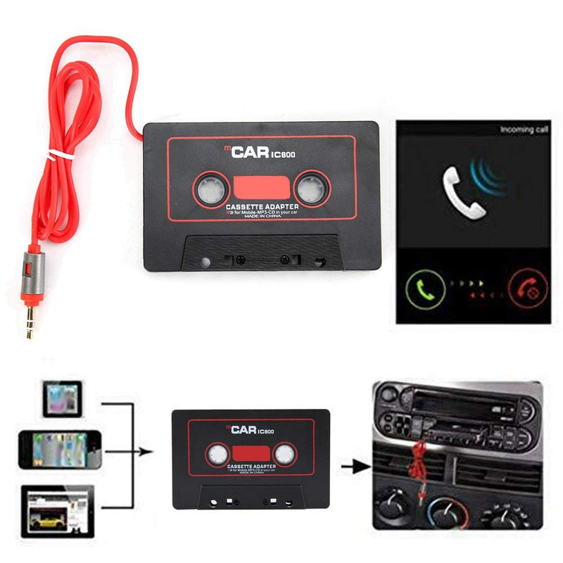 Car Cassette Player, Car Stereo Cassette Tape Adapter CD MD MP3 MP4 Player to 3.5mm Aux Audio for Mobile Phone