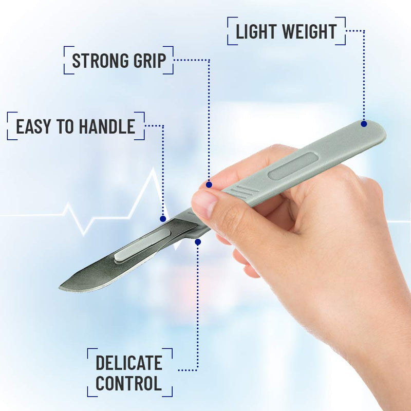 Disposable Scalpel 10 and 11, Pack of 10 Dermaplaning Blades w. Plastic Handle, Carbon Steel Dermablade Blades Individually Wrapped 5x10 Blade and 5x11 Blade, Sterile
