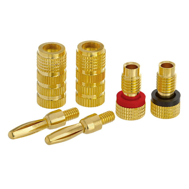 Cmple - Open Screw Type, Speaker Banana Plugs, 1 Pair, Male to Female Audio Connector for Amplifiers - Gold Single Closed Screw Type