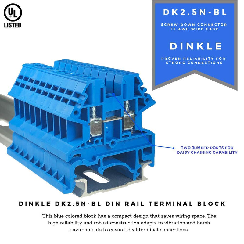 Dinkle DK2.5N-BL DIN Rail Terminal Blocks (Pack of 100)