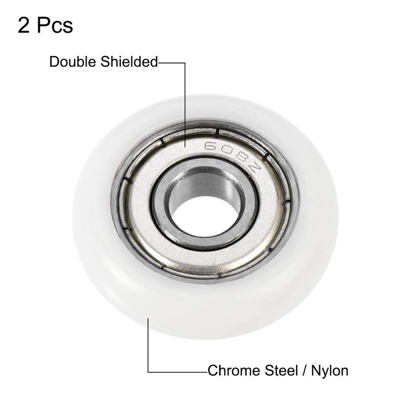 uxcell Ball Bearing Guide Pulley Roller Round Wheel 8x30x8.5mm Double Metal Shielded (GCr15) Chrome Steel Bearings 2pcs