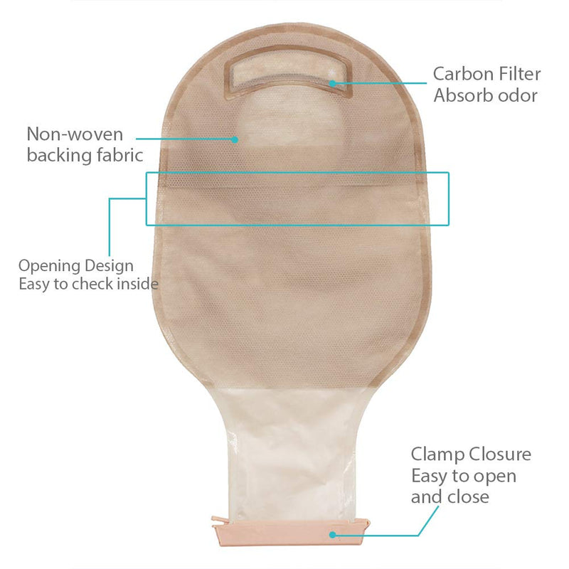 LotFancy 10PCS Colostomy Bags, Ileostomy Supplies, Two-Piece Drainable Pouches with Clamp Closure for Colonoscopy Ostomy Stoma Care (No Skin Barriers) 10 Count (Pack of 1)
