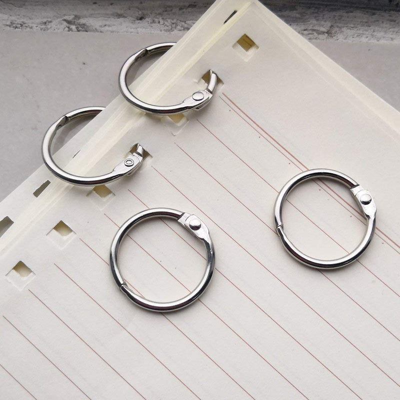 Antner 100 PCS Loose Leaf Binder Rings 1.2 Inch Nickel Plated Book Rings Key Rings Key Chains for Home School Office