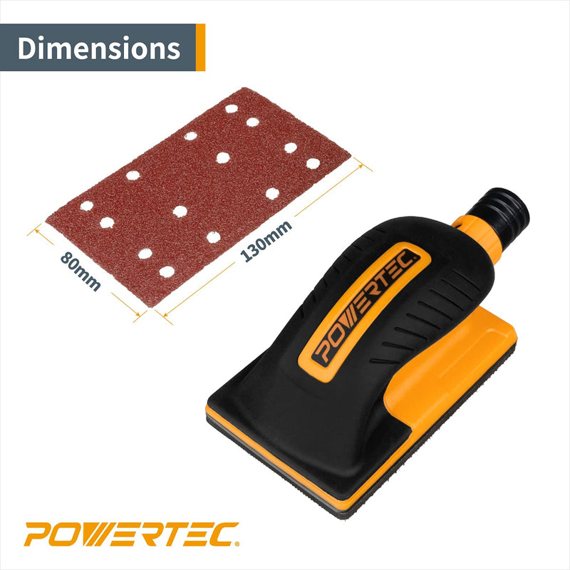POWERTEC 71514 Hand Sanding Block Set w/Aluminum Oxide Sander Pad Assortment 80mm X 130mm – 50 Pack (40, 80, 120, 180, 240 Grit, 10 of each)