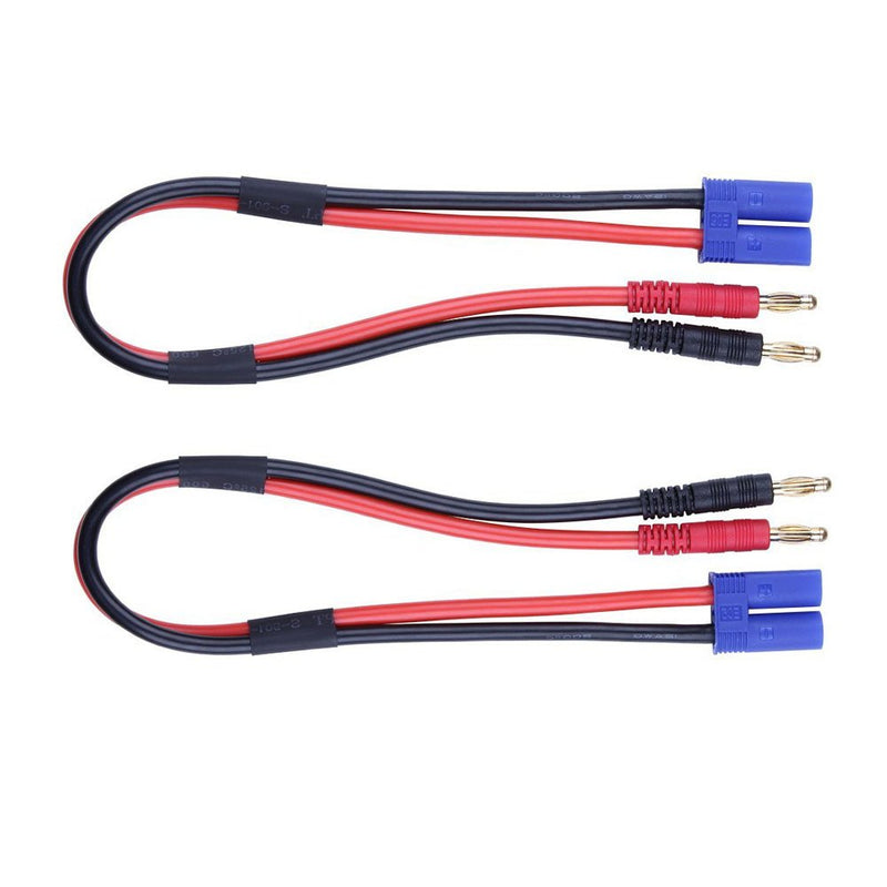FLY RC 2pcs EC5 Male Connector to 4.0mm Banana Male Plug Lipo Battery Balance Charging Cable 30cm Silicone Wire Charger Cable Adapter for RC Helicopter Vehicle Toys 2 Pcs EC5 charge cable