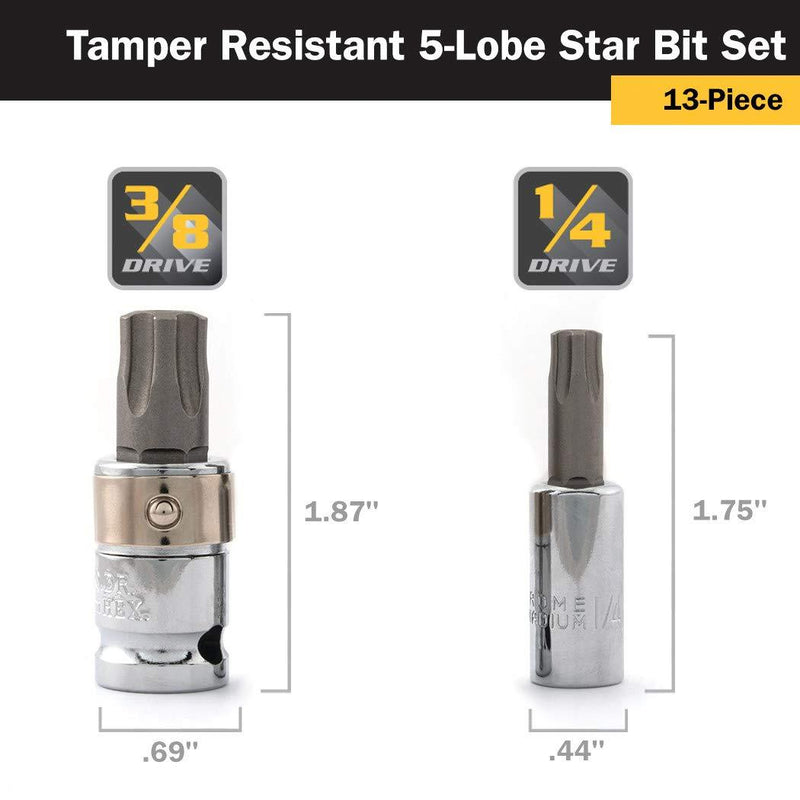 Titan 16137 13-Piece Tamper Resistant 5-Lobe Star Bit Set