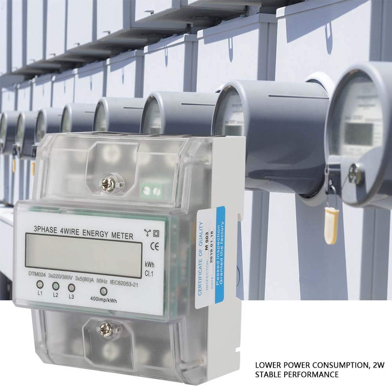 3 Phase Power Meter DTM024 Digital LCD Display Energy Meter Electric Kilowatt Hour Meter, 220/380V 5-80A