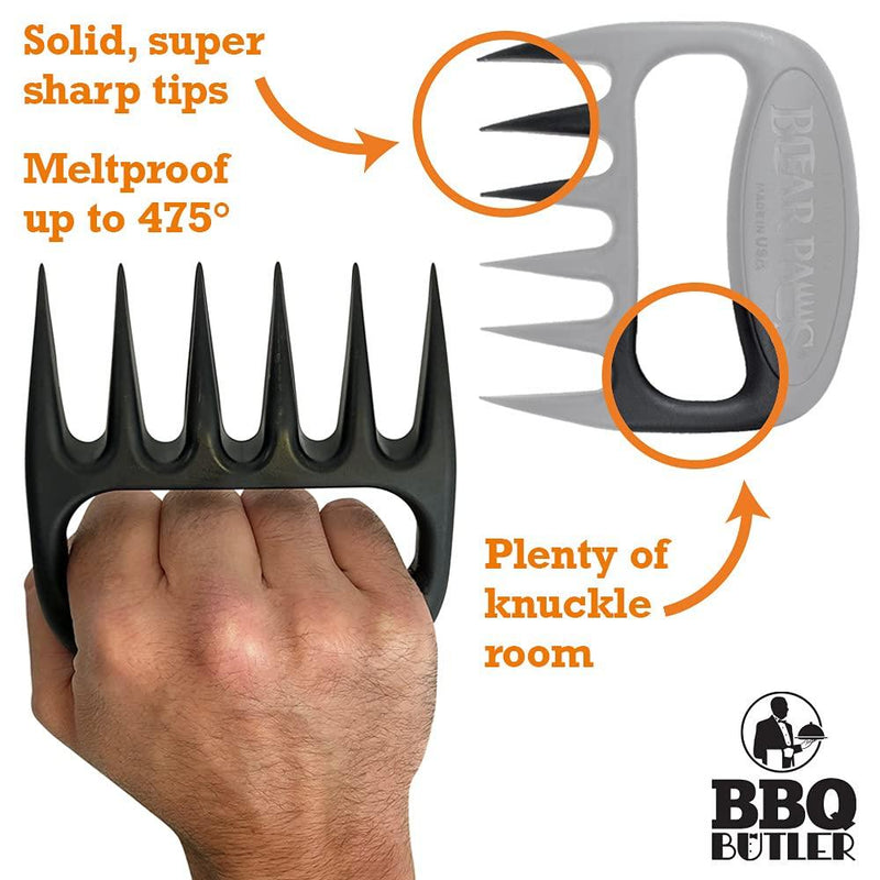 The Original Bear Paws Shredder Claws - Easily Lift, Handle, Shred, and Cut Meats - Essential for BBQ Pros - Ultra-Sharp Blades and Heat Resistant Nylon Black