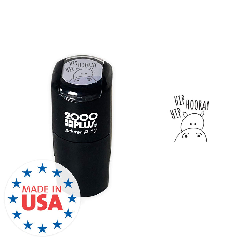 Hip Hip Hooray! Hippo Stamp / 2000 Plus Self Inking Teacher Stamper/Black Imprint Planner & Worksheet Stamp