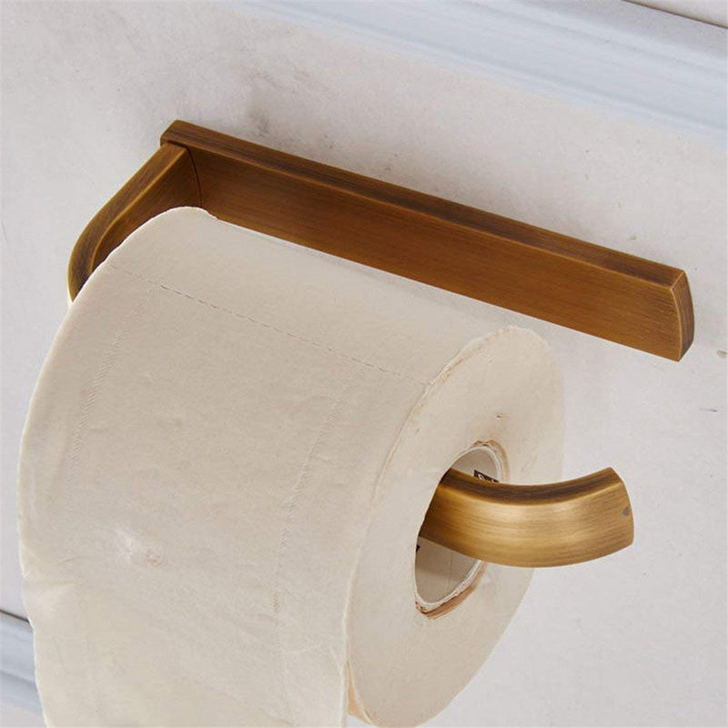 BigBig Home Brass Toilet Paper Holder Towel Holder, Bathroom Hardware Set Antique Tissue Roll Holder and Hand Towel Ring Wall Mounted 2-Piece Antique Brass Finish
