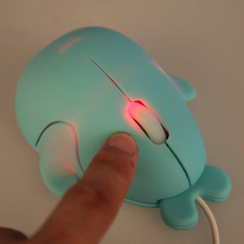 Fashionable Cute Animal Baby Dolphin Shape USB Wired Mouse 1600 DPI Optical Mice Mini Small Kids Children Mice for PC Laptop Computer (Blue) Blue