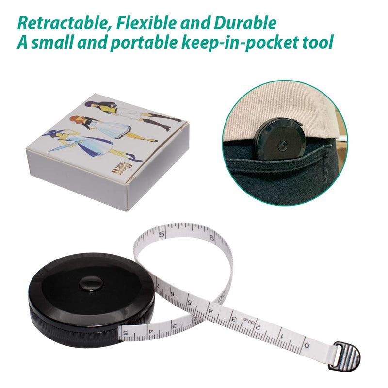 Measuring Tape for Body 60 Inch 150cm Body Tape Measure Waist Measuring Tape Tailor Cloth Fabric Measurement Tape White Tape