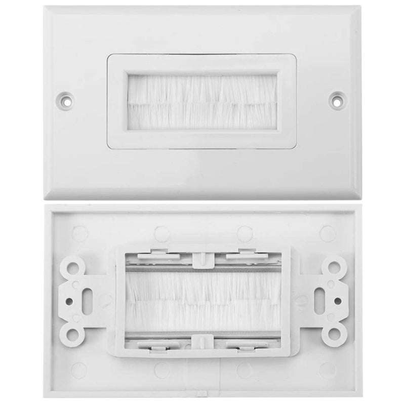 Maxmoral 1pc Brush Wall Plate Multi-Function Single Port Cover Outlet Wall Mount Multimedia Panel White 1