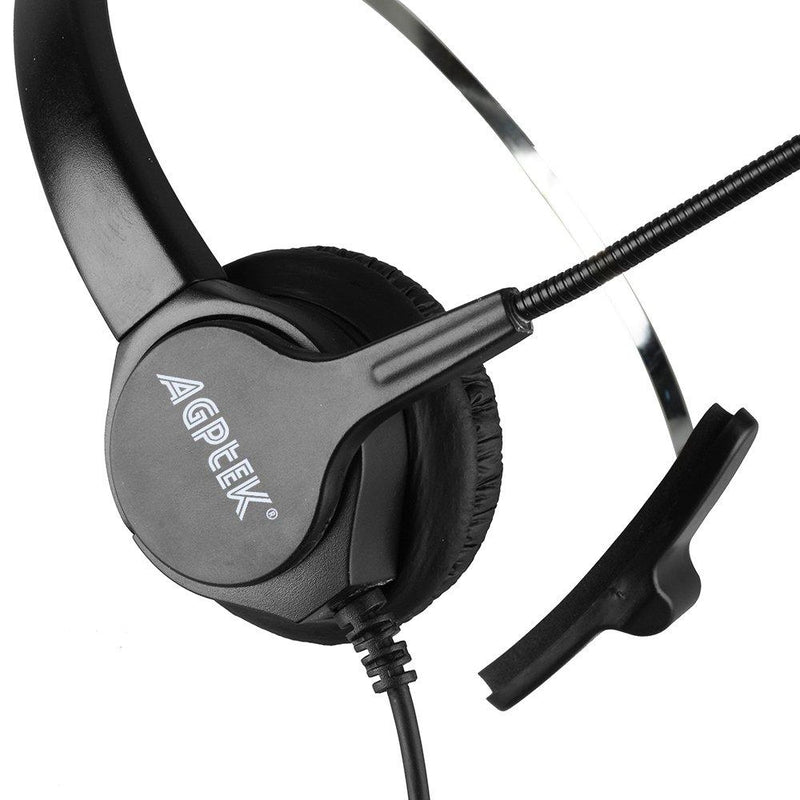 AGPtEK Hands-Free Call Center Noise Cancelling Corded Monaural Headset Headphone with Mic Mircrophone - Cord with USB Plug, Volume Control