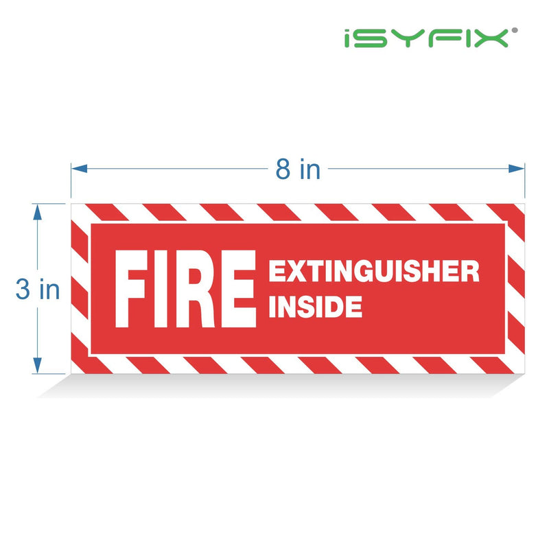 Fire Extinguisher Inside Signs Stickers – 4 Pack 8x3 Inch – Premium Self-Adhesive Vinyl, Laminated for Ultimate UV, Weather, Scratch, Water and Fade Resistance, Indoor and Outdoor RED & WHITE