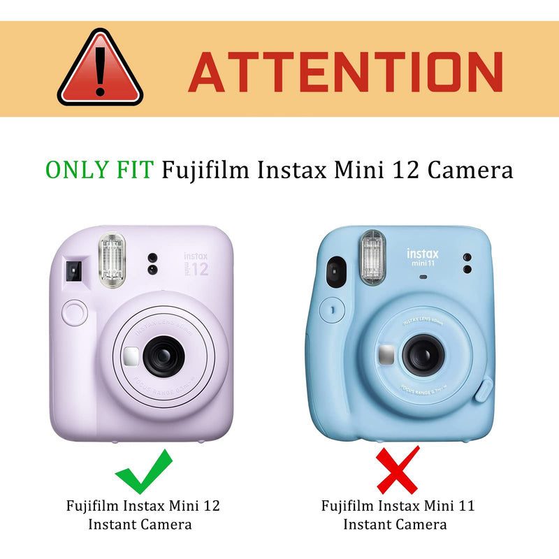 Fintie Protective Case for Fujifilm Instax Mini 12 Instant Camera - Premium Vegan Leather Bag Cover with Removable Adjustable Strap, Lilac Marble