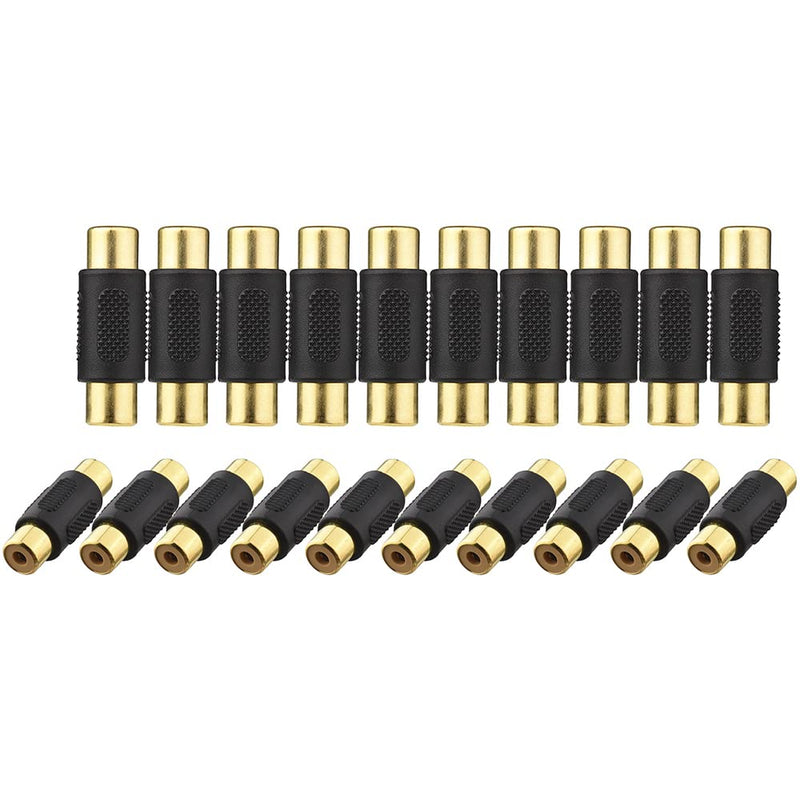 Warmstor 20-Pack Gold Plated RCA Female to RCA Female Coupler Adapter for Speaker, RCA Cable, Phono, Amplifier
